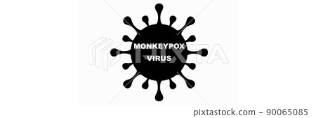 Monkeypox. MONKEYPOX VIRUS. Zoonotic viral disease that can infect non-human primates, rodents and some other mammals. Virus design with text. Horizontal illustration. Space for text. Smallpox. 90065085