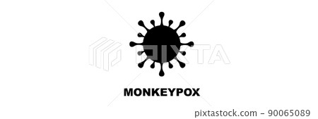 Monkeypox. MONKEYPOX VIRUS. Zoonotic viral disease that can infect non-human primates, rodents and some other mammals. Virus design with text. Horizontal illustration. Space for text. Smallpox. Monkeypox. MONKEYPOX VIRUS. Zoonotic viral disease that can infect non-human primates, rodents and some other mammals. Virus design with text. Horizontal illustration. Space for text. Smallpox. 90065089