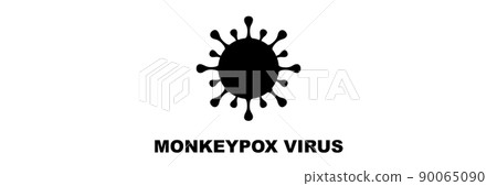 Monkeypox. MONKEYPOX VIRUS. Zoonotic viral disease that can infect non-human primates, rodents and some other mammals. Virus design with text. Horizontal illustration. Space for text. Smallpox. Monkeypox. MONKEYPOX VIRUS. Zoonotic viral disease that can infect non-human primates, rodents and some other mammals. Virus design with text. Horizontal illustration. Space for text. Smallpox. 90065090