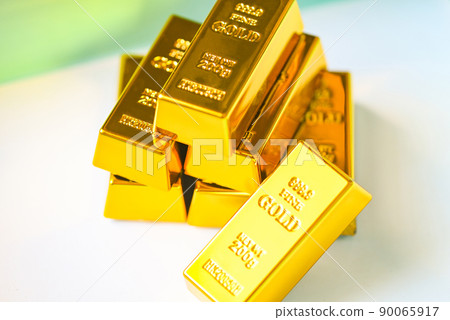 Gold bars on white background, gold bars financial business economy concepts, wealth and reserve success in business and finance 90065917