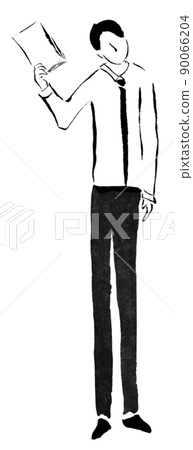 Businessman with materials (hand-drawn person illustration of ink) Businessman with materials (hand-drawn person illustration of ink) 90066204