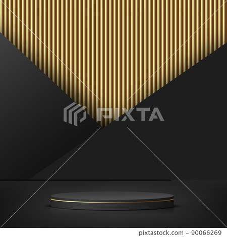 Abstract background with black and gold podium... - Stock Illustration ...