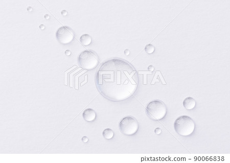 Water drops on white background. Abstract drops of gel. Face serum cosmetics. 90066838