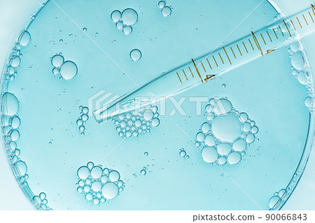 Laboratory Petri dish with liquid and pipette. Abstract scientific research concept. 90066843
