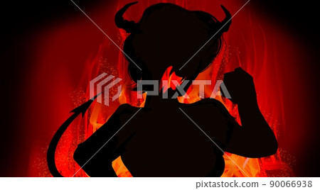 Mela Mela Burning Red Flame and Devil Cosplay Wife's Angry Tekken Black and White Paper-cut Silhouette 90066938
