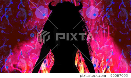 Mela Mela Burning Red Flame and Devil Cosplay Wife's Black and White Paper-cut Silhouette Mela Mela Burning Red Flame and Devil Cosplay Wife's Black and White Paper-cut Silhouette 90067093