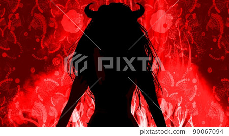 Mela Mela Burning Red Flame and Devil Cosplay Wife's Black and White Paper-cut Silhouette Mela Mela Burning Red Flame and Devil Cosplay Wife's Black and White Paper-cut Silhouette 90067094