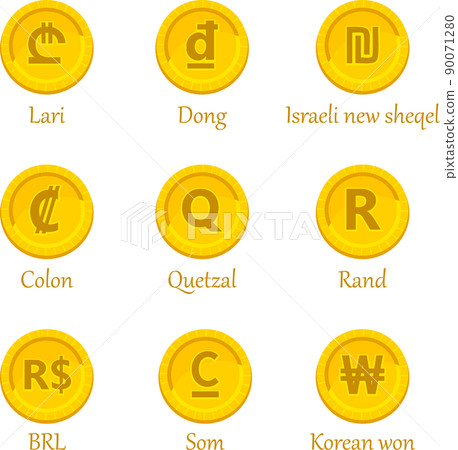 拉里,越南盾,新謝克爾,科朗,格查爾,南非鍰,黑奧,韓圓等貨幣符號 90071280