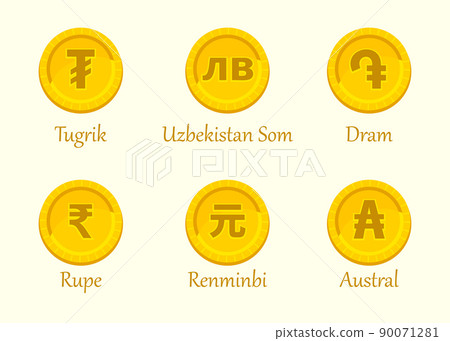 圖格里克,索姆,德拉姆,印度盧比,元,阿根廷等貨幣符號 90071281