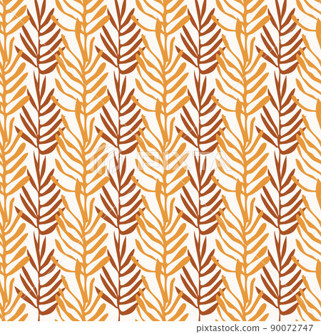 Seamless pattern for textile and wallpapers with naive hand drawn doodle leaves. Matisse style organic elements. Seamless pattern for textile and wallpapers with naive hand drawn doodle leaves. Matisse style organic elements. 90072747