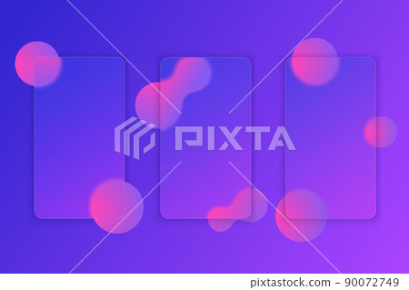 Glass morphism style modern UI template. Transparent secreen or frame with place for text and blurry shapes. Purple gradient plastic plate for web and interfaces. Glass morphism style modern UI template. Transparent secreen or frame with place for text and blurry shapes. Purple gradient plastic plate for web and interfaces. 90072749