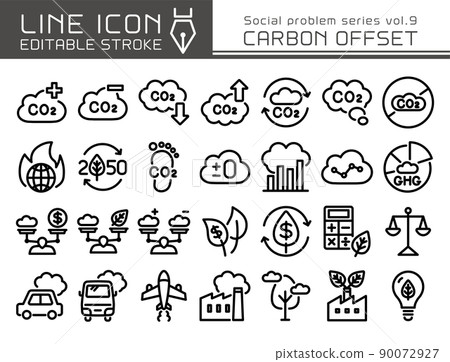 Line icon social problem series vol.9 carbon offset Line icon social problem series vol.9 carbon offset 90072927