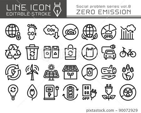 Line icon 社會問題系列 vol.8 零排放 CO2 減排 90072929