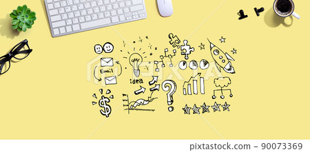 Business strategy ideas with a computer keyboard Business strategy ideas with a computer keyboard 90073369