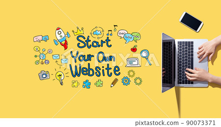 Start your own website with person working with laptop Start your own website with person working with laptop 90073371
