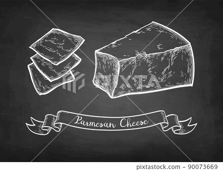 Parmesan cheese chalk sketch. 90073669