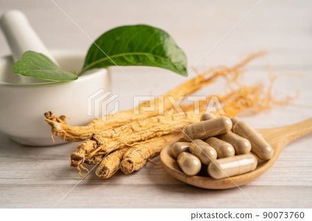 Ginseng, dried vegetable herb. Healthy food famous export food in Korea country. Ginseng, dried vegetable herb. Healthy food famous export food in Korea country. 90073760