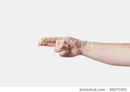 Male hand sign language H on white. Male hand sign language H on white. 90073892