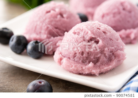 Blueberry ice cream scoops Blueberry ice cream scoops 90074581