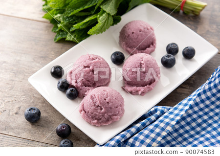 Blueberry ice cream scoops Blueberry ice cream scoops 90074583