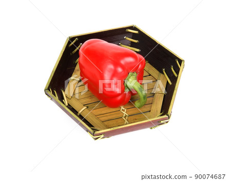 Large fresh red bell pepper on white background Large fresh red bell pepper on white background 90074687