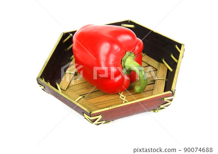 Large fresh red bell pepper on white background Large fresh red bell pepper on white background 90074688