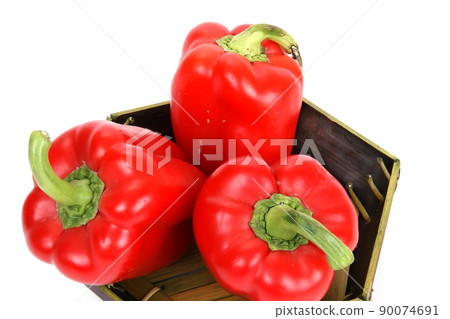 Large fresh red bell pepper on white background Large fresh red bell pepper on white background 90074691