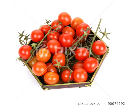 cherry tomato --is a smaller garden variety of tomato, on a white background cherry tomato --is a smaller garden variety of tomato, on a white background 90074692