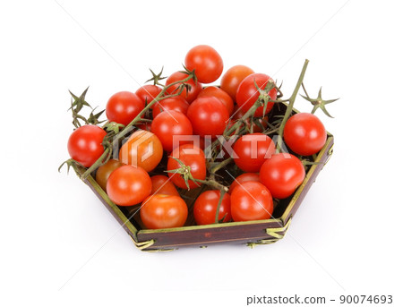 cherry tomato --is a smaller garden variety of tomato, on a white background cherry tomato --is a smaller garden variety of tomato, on a white background 90074693
