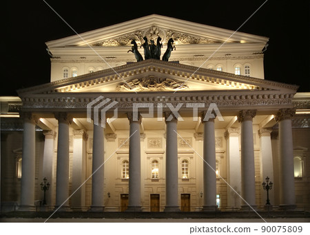 Bolshoi Theatre (Large, Great or Grand Theatre, also spelled Bolshoy) at night, Moscow, Russia 90075809