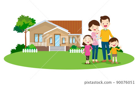 family house family in the background of his home 90076051