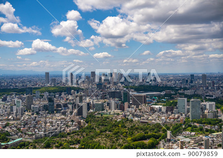 新宿建築中美麗白雲的東京城市景觀 新宿建築中美麗白雲的東京城市景觀 90079859