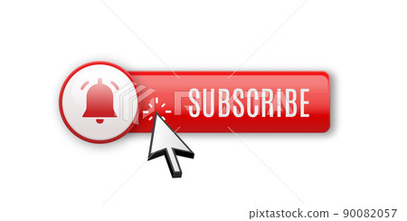 Realistic glossy subscribe button with bell 90082057
