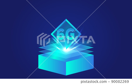 2.5D6G concept chip illustration on blue background 90082269