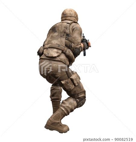 Soldier with a machine gun isolated white background 3d illustration Soldier with a machine gun isolated white background 3d illustration 90082519