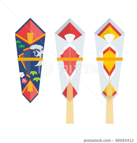 日本新年配飾“Noshi”的矢量圖解。 90083412