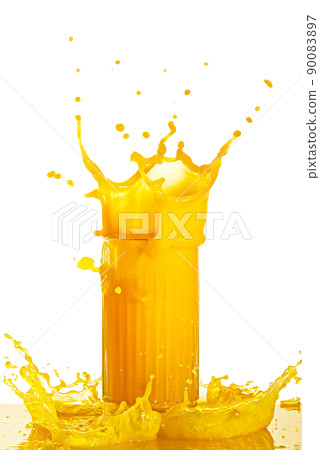 orange juice splash isolated on white. glass of splashing orange juice. close up. stock photo orange juice splash isolated on white. glass of splashing orange juice. close up. stock photo 90083897