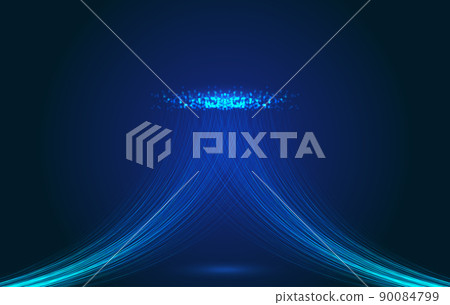 Two blue technology particle lines extending to the distance Two blue technology particle lines extending to the distance 90084799