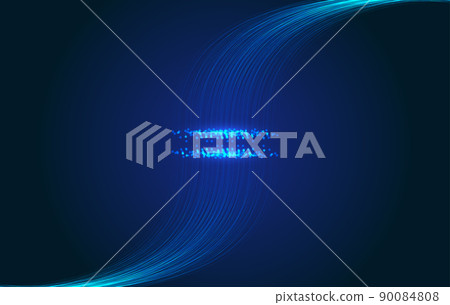 Two blue technology particle lines extending to the distance 90084808