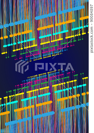 Colorful particle dots line vertical arrangement extending space sense poster background 90084897