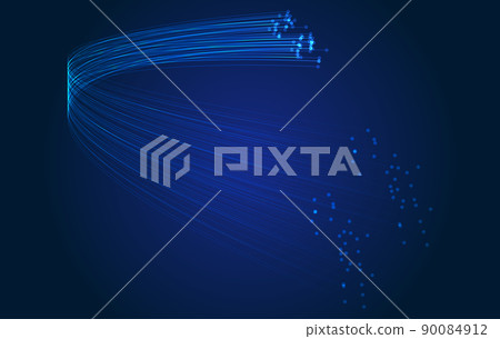 A bunch of blue technology particle lines extending into the distance 90084912