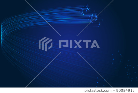 A bunch of blue technology particle lines extending into the distance 90084913