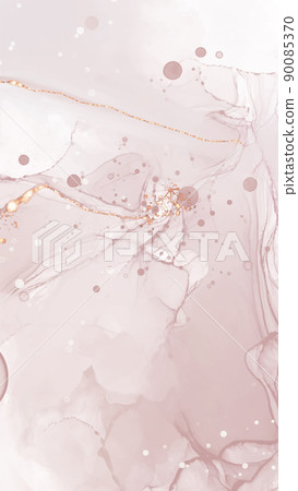 Vector Alcohol ink shape in tender coral and gold. 90085370