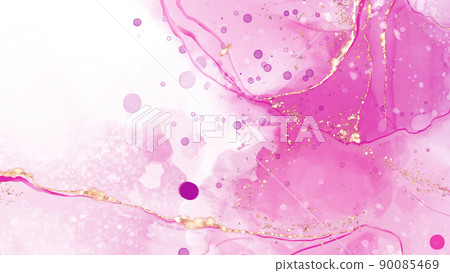 Vector pink coral banner. Hand drawn abstract paint brush stroke. 90085469