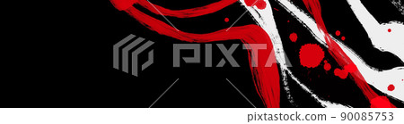 Black white red ink brush stroke. Japanese style. Vector illustration. 90085753