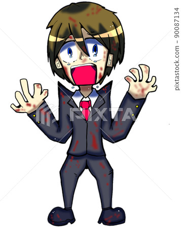 Illustration of a cartoon-touch bloody office worker 90087134