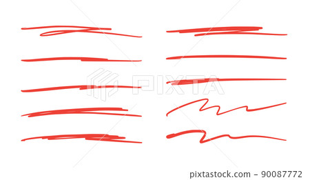 Red brush stroke underline. Marker pen highlight stroke. Vector 90087772