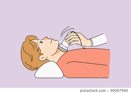 Male patient have thyroid ultrasound examination  90087990