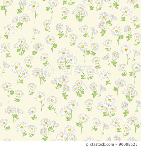 Daisy flower hand drawn vector seamless pattern. Vintage Romantic Spring Garden Bloom background. Liberty inspired retro floral print for fashion fabric, home textile, Easter design. Daisy flower hand drawn vector seamless pattern. Vintage Romantic Spring Garden Bloom background. Liberty inspired retro floral print for fashion fabric, home textile, Easter design. 90088523