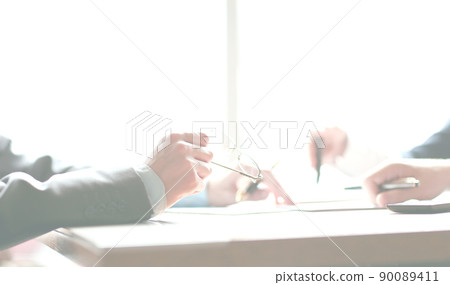 close up. business people discussing financial information close up. business people discussing financial information 90089411